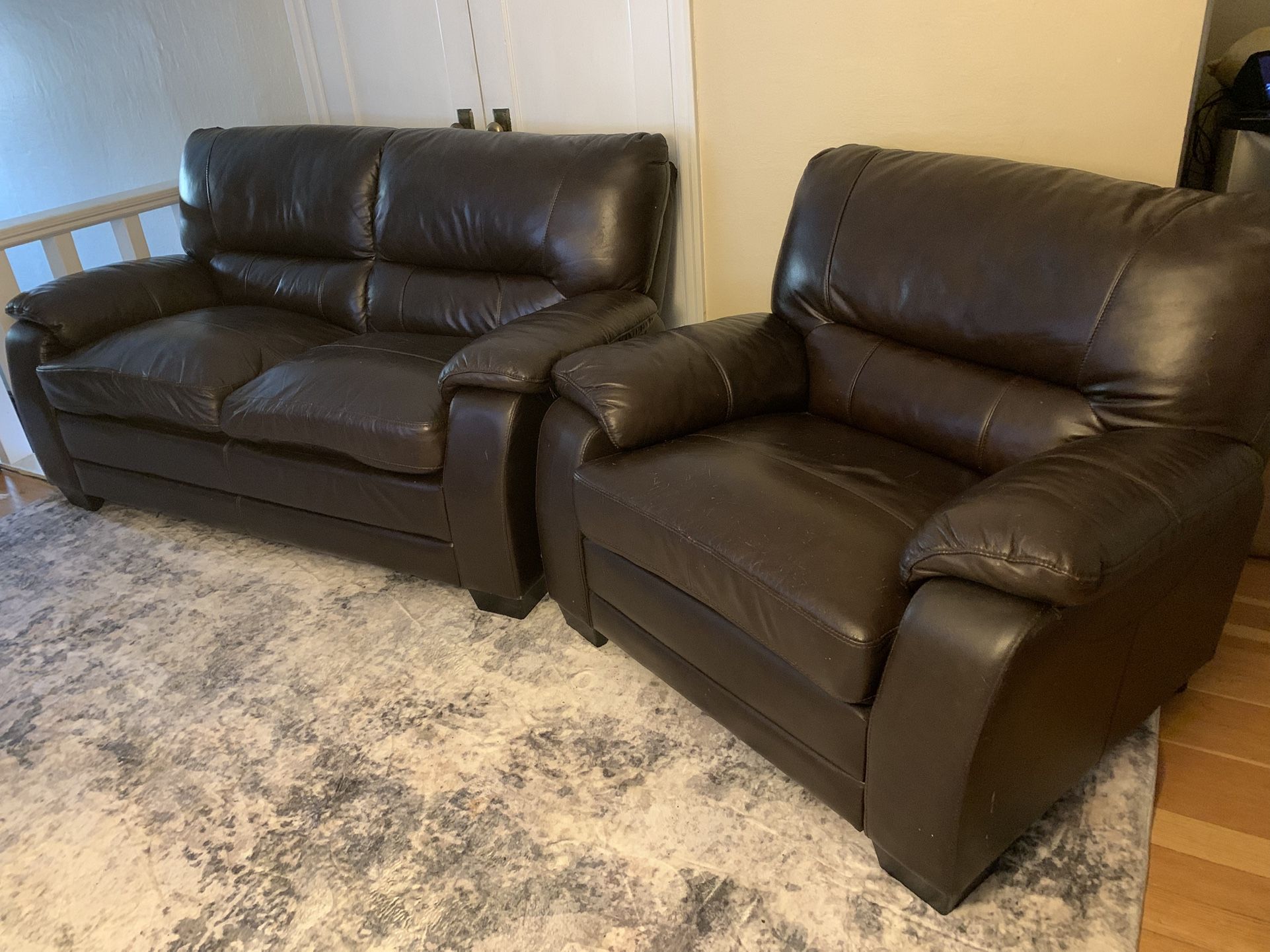 Leather Couch And Chair Set $200