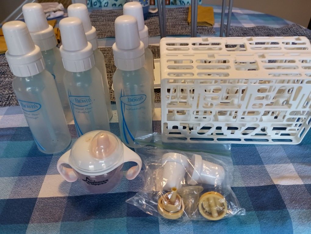 Dr. Brown's Bottles (6) With Drying Rack And Dishwasher Baskets
