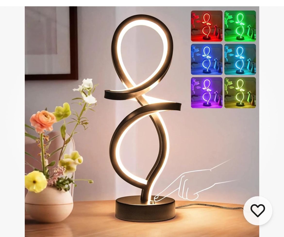 Mayful Modern Table Lamp, LED Spiral RGB Black RGB-Black