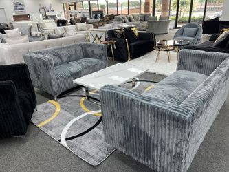 Brand New Soft Velvet Chanelle Tufted sofa set on sale