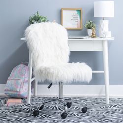 Faux Fur Armless Vanity Chair