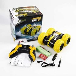 Remote Control Amphibious Car Waterproof 2WD 1:24 Scale Water and Land Boat Truck Monster Roll Double Sided Rotating Tumbling, Rechargeable 2.4Ghz 