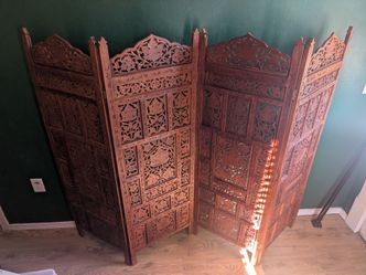 Beautiful ornate wood carved Privacy Screen Divider