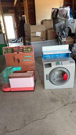 Kids toys - coffee stand and little tykes washing machine
