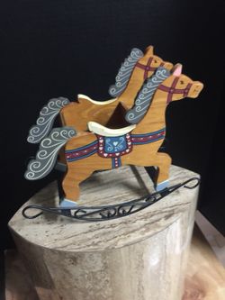 Vintage wood rocking horse table decor