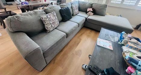 Gray fabric L shape sectional sofa