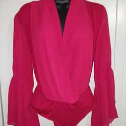 Size L, Red, BodySuit Blouse 