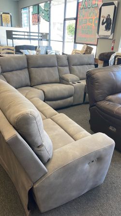 New Ashley power sectional stain proof fabric wide seats console zero gravity recliners 3 left can deliver