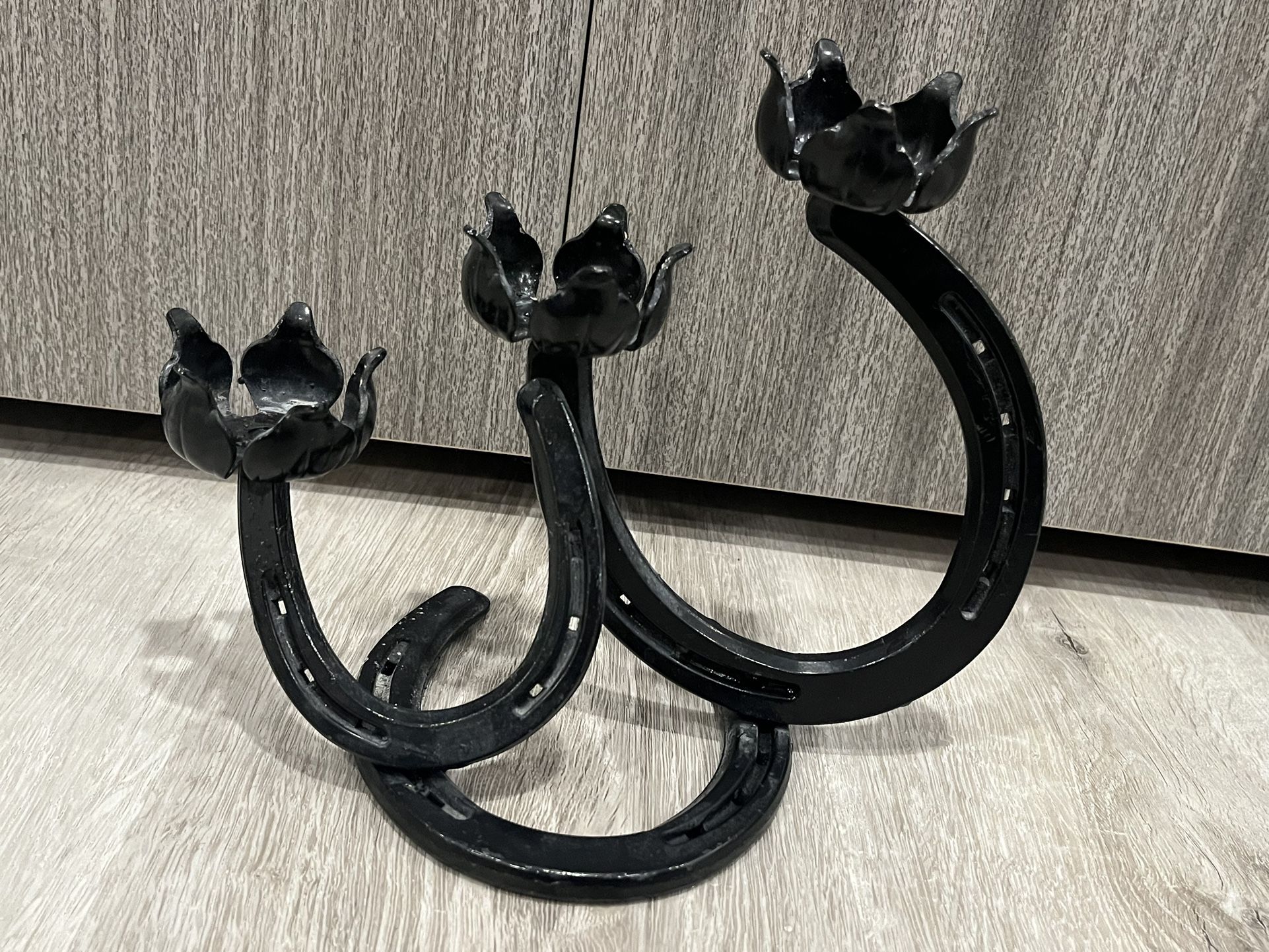 Iron Horse Shoe Candle Holder