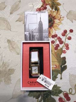 Caravelle White Bangle Watch