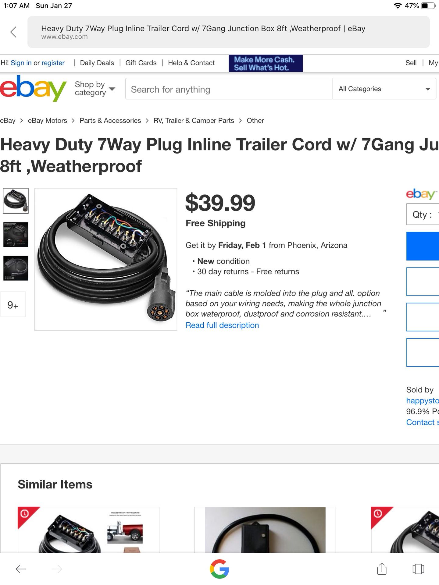 Heavy duty 7 way inline trailer cord