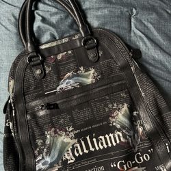 John Galliano Bag , Black Canvas And Leather 