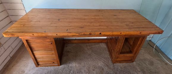 Rustic Solid Wood Desk butcher block custom built very sturdv HEAVY