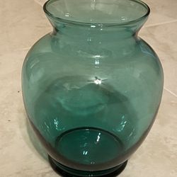 Vintage Aqua Blue Transparent Glass Bouquet Flower Vase