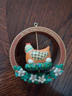 1987 Three French Hens from the Enesco Treasury of Christmas Ornaments