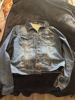 d. jeans Blue Denim Jacket washed/distressed, look Sz Small 
