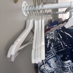 10 Solid Wood White Hangers