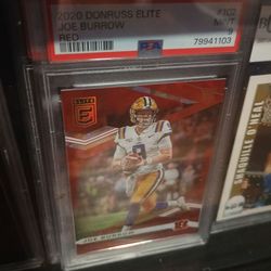 2020 Donruss Elite Joe Burrow Football Card PSA 9 MINT Slab