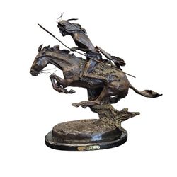 Frederic Remington “Cheyenne” Bronze Sculpture – Native American Warrior on Horseback