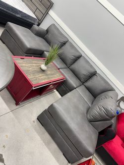 Gray color Sectional Sofa with Double Chaise