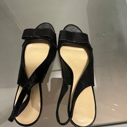 Kate Spade Black Heel Peep Toe Sparkle Heel 8 1/2 