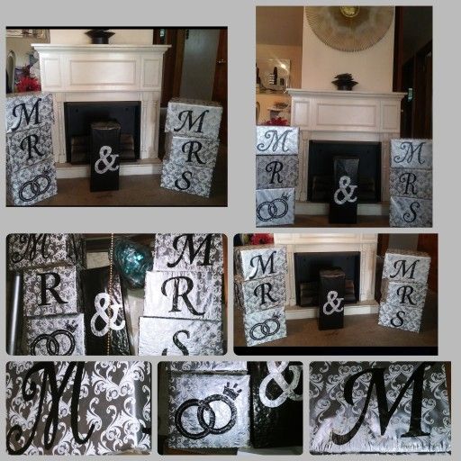 Black Silver Gray White - Wedding Decor Boxes