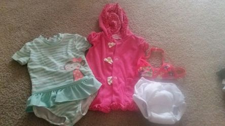 Swimsuit and bath robe