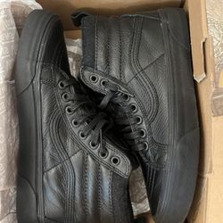 Black Leather High Top Vans