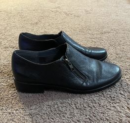 Women's Aerosoles PUBLISHER Black Leather Ankle Boots w/ Zipper 