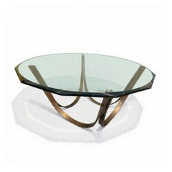 1970s Mid-Century Modern ( MCM ) Roger Sprunger for Dunbar Brass and Glass Coffee Table