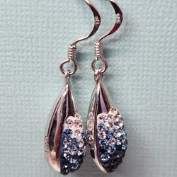#2270, 925 STERLING SILVER , CUBIC ZIRCONIA STONES DROP EARRINGS