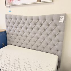 Light Grey King Platform Bed Frame - No Box Spring Needed 