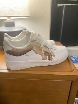 The Creation of Adam Hands Painting on Air Force 1s