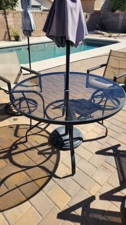 Brand New 4 Feet Round Glass Outdoor Table.