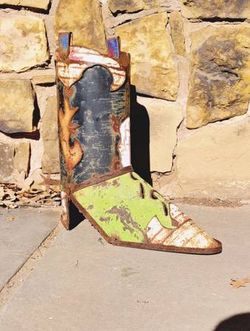Rustic Blue Shaft Cultural Inspired Multicolors Cowboy Boot Planter