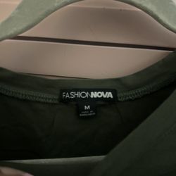 Fashion nova cropped army green top worn 