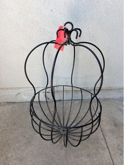Large Metal Pumpkin Basket Seasonal Decorations