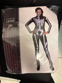 Black and Bone Skeleton Catsuit Adult L/XL