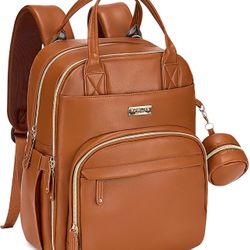 RUVALINO Diaper Bag Backpack, Multifunction Travel Pack Maternity Large - Brown