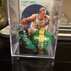 Larry Bird Shadow Box With Mini Spalding And Nike