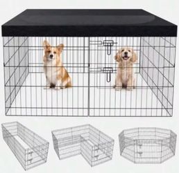 Foldable Wire Dog Playpen with Cover