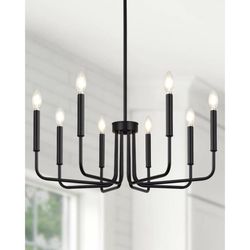 8 Light Black Chandelier for Dining Room Fixture, Modern Farmhouse Candle Bedroo