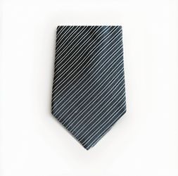 GIORGIO ARMANI Mens Silk Tie Midnight Blue Black Silver Striped Made In Italy