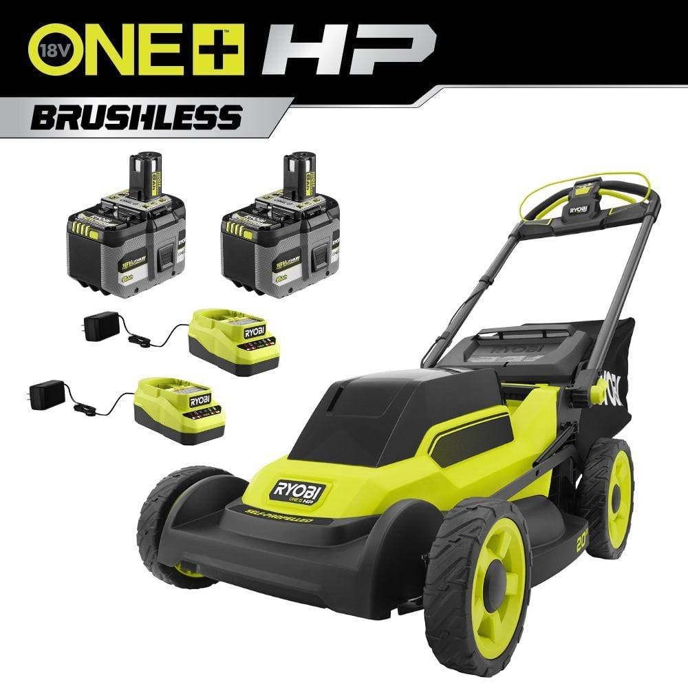 ONE+ HP 18V Brushless 20 in. Cordless Battery Walk Behind Self-Propelled Lawn Mower W/ (2) 6.0 Ah Batteries and Chargers