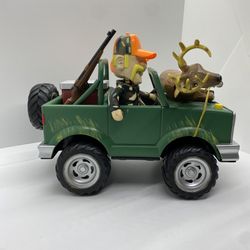 Gemmy Industries Animated Singing Deer Hunters Bobble Head Jeep