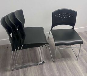 Black Stackable Office Work Chairs Set of 4