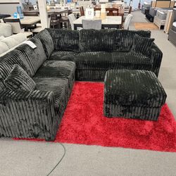 Black Sofa Sectional w/ Free Ottoman