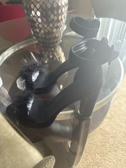 Peep toe Heel Suede Sandals With Fur 