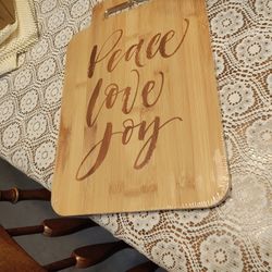 Large Love,Peace,Joy Charcuterie/Cutting Board. Still Sealed In Plastic