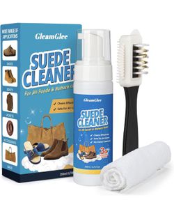 Suede Cleaner Kit, 6.76 oz Suede & Nubuck Shoe Cleaner with Brush & Microfiber Towel – Cleans & Restores Suede from Dirt, Stains & Water Marks on Shoe